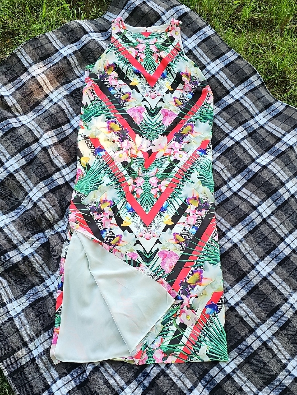 Gibson Latimer Mint & Coral Tropical Shift Dress (B)